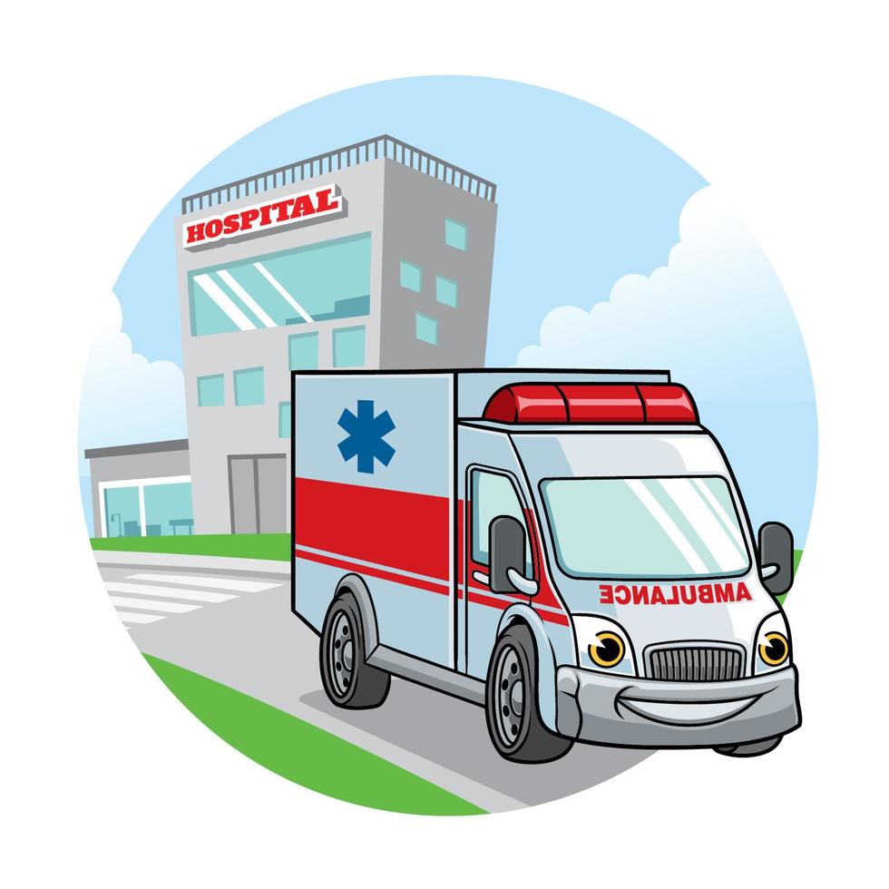 cartone animato ambulanza auto illustrazione vettore