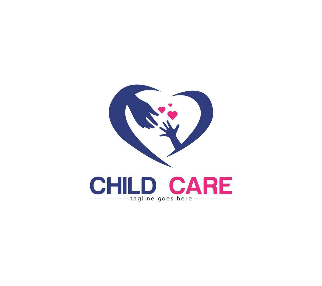 bambino cura o bambino amante logo design su bianca sfondo, vettore illustrazione.
