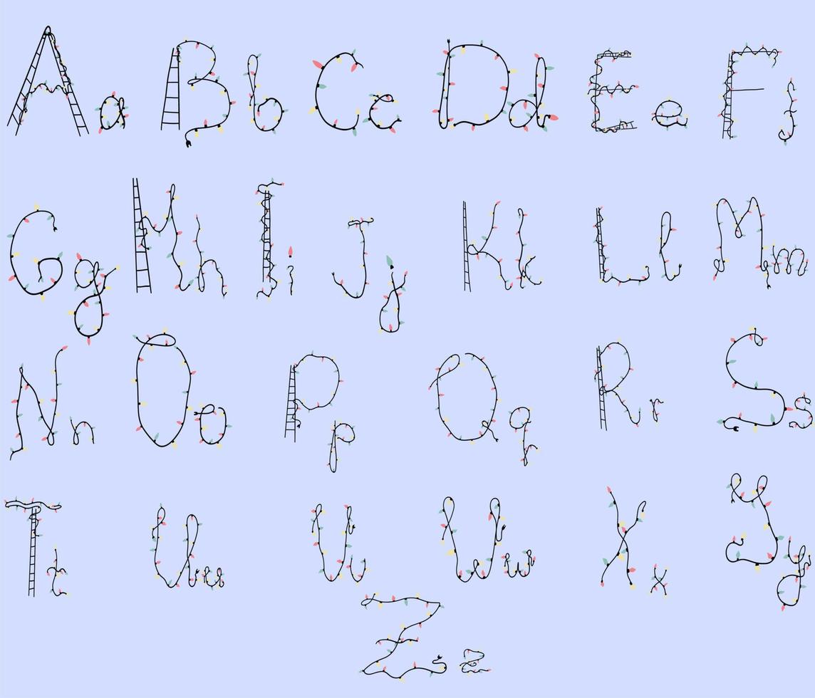 originale alfabeto con luci ghirlanda vettore