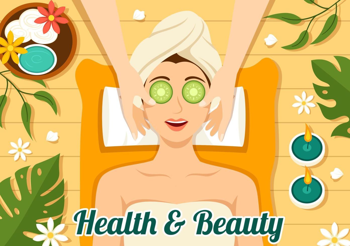 bellezza e Salute illustrazione con naturale cosmetici e eco prodotti per problematico pelle o trattamento viso nel donne cartone animato mano disegnato modelli vettore