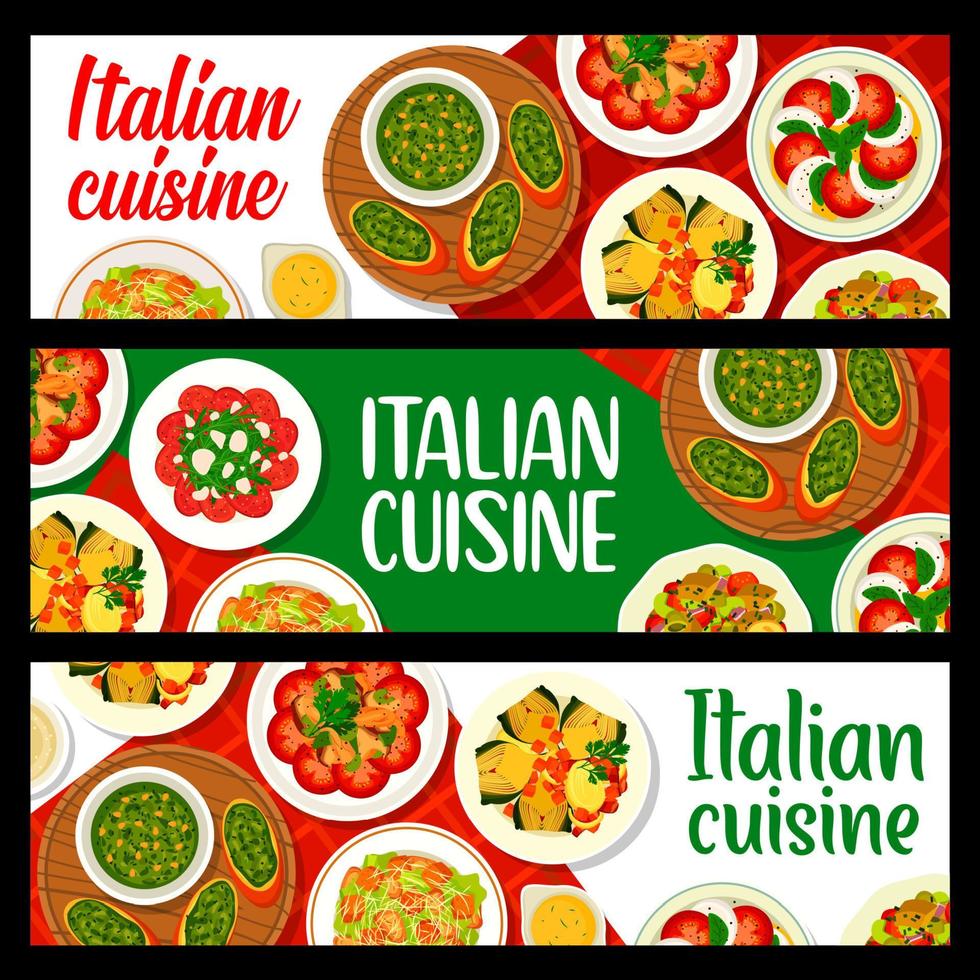 italiano cucina ristorante cibo orizzontale banner vettore