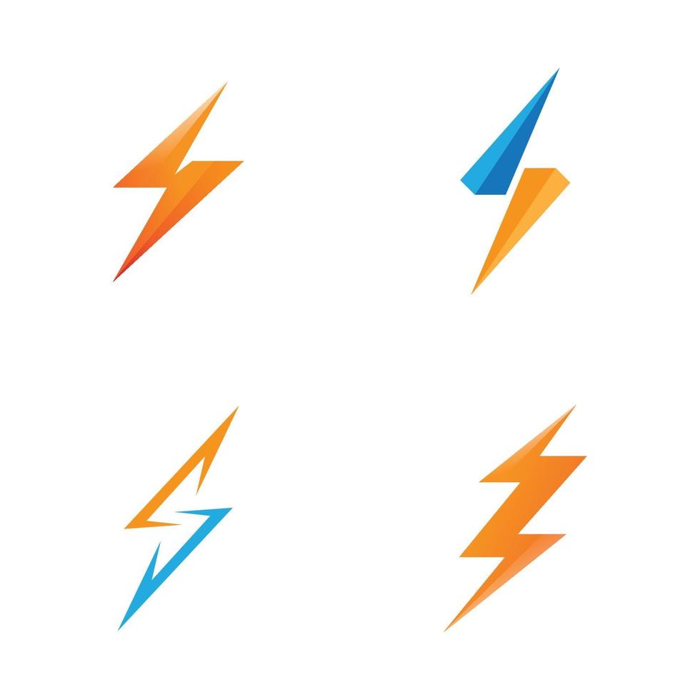 impostare fulmini, icona di vettore del modello logo flash
