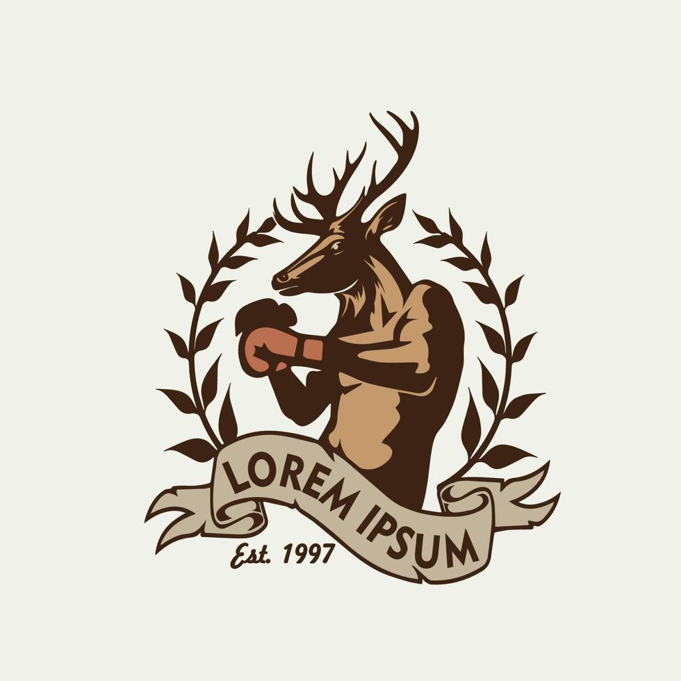 portafortuna logo combattente cervo vettore illustrazione