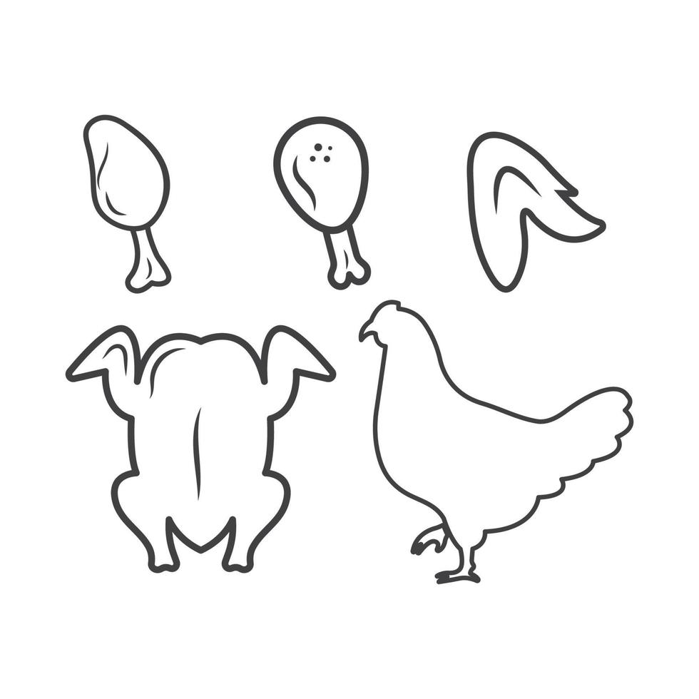 illustrazione del logo dell'icona del pollo fritto vettore