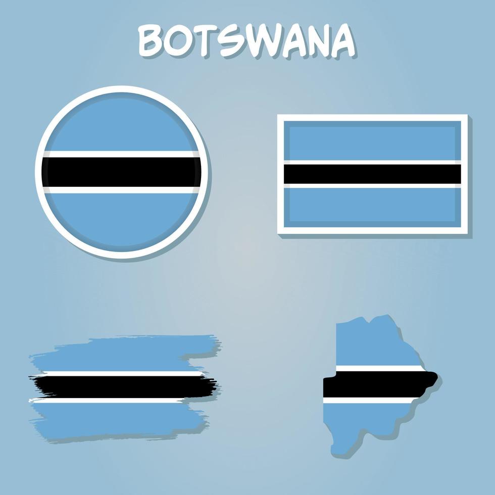 vettore di Botswana nazione schema silhouette con bandiera impostare.