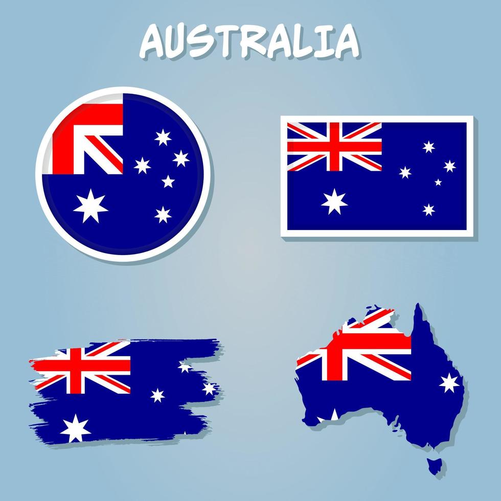 Australia carta geografica con bandiera schema di australiano stato con un' nazionale bandiera. vettore