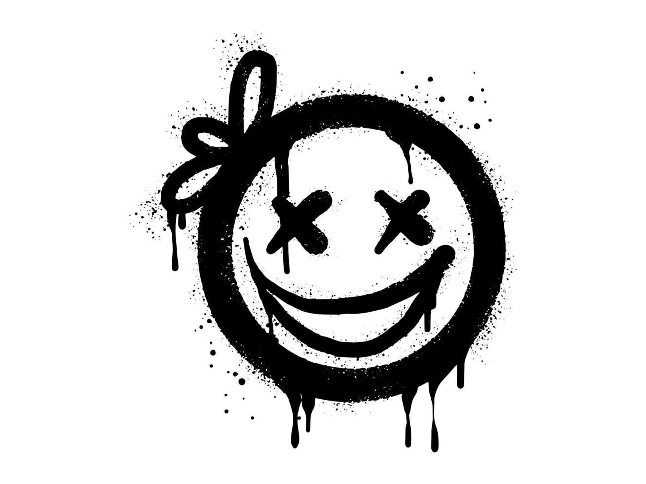 sorridente viso emoticon ragazza carattere. spray dipinto graffiti Sorridi viso nel nero al di sopra di bianca. isolato su bianca sfondo. vettore illustrazione