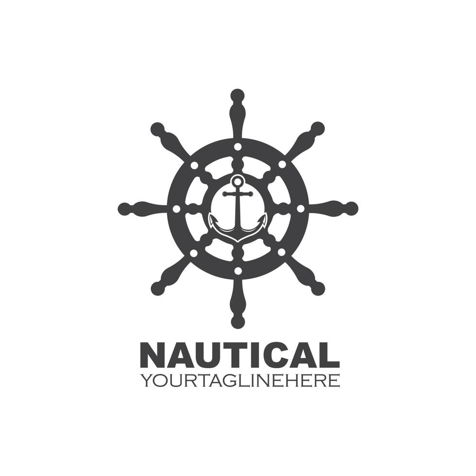 timone nave vettore logo icona di nautico marittimo