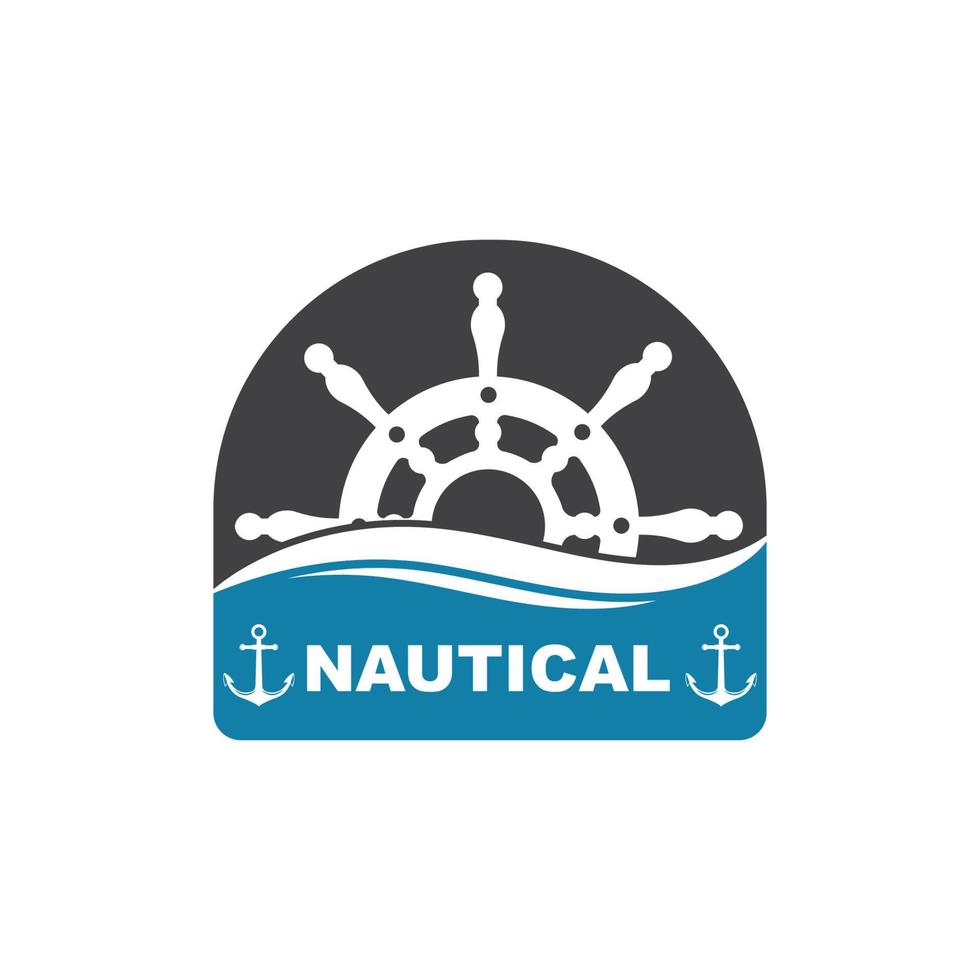 timone nave vettore logo icona di nautico marittimo