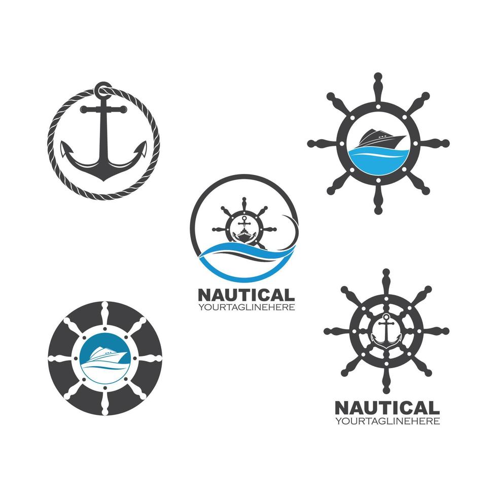 timone nave vettore logo icona di nautico marittimo