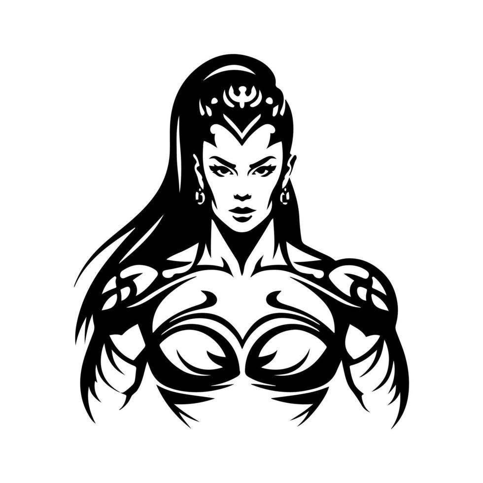 bellissimo fitness ragazza nel tatuaggio stile. vettore illustrazione isolato su bianca sfondo per logo, emblema, mascotte, cartello.