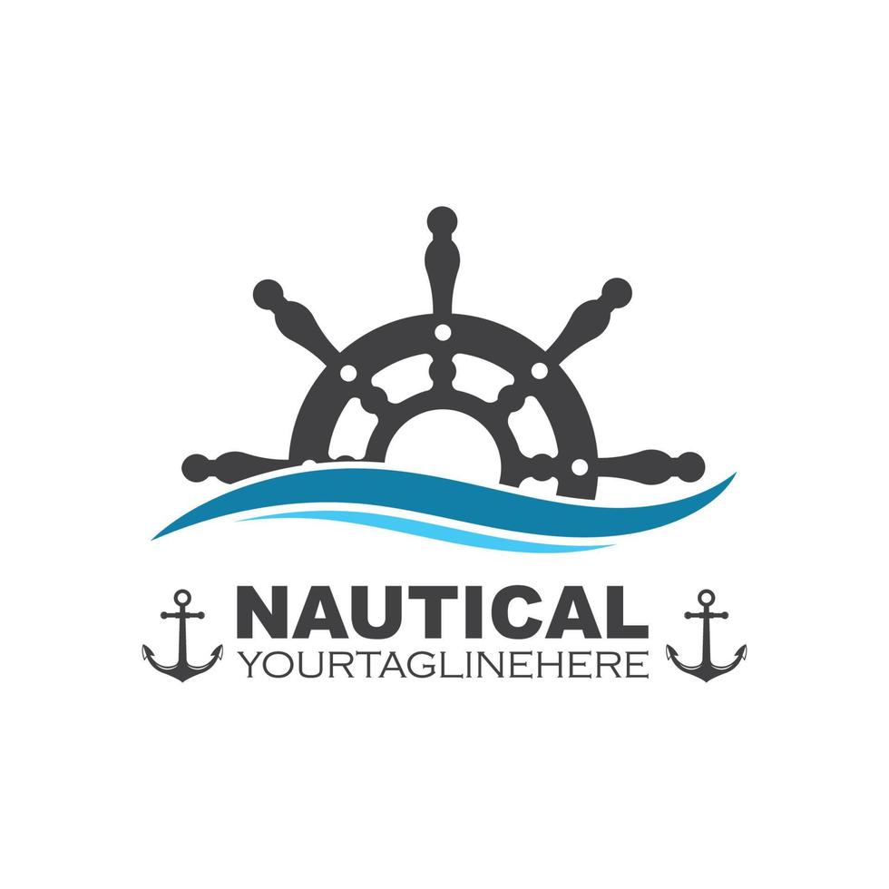 timone nave vettore logo icona di nautico marittimo