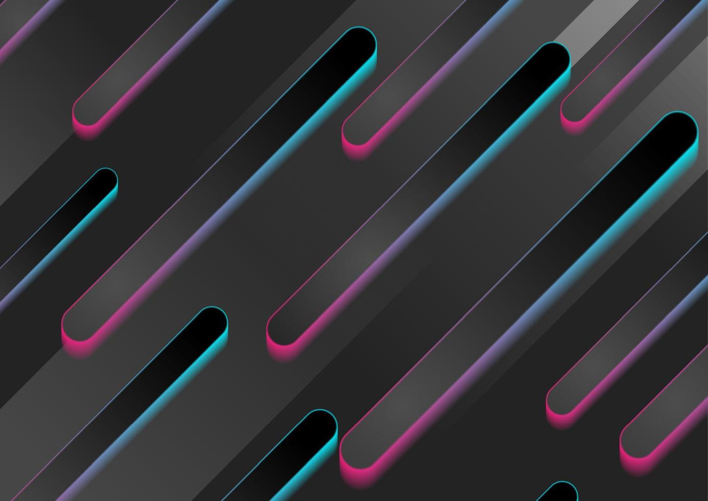 nero astratto geometrico Tech sfondo con neon leggero vettore
