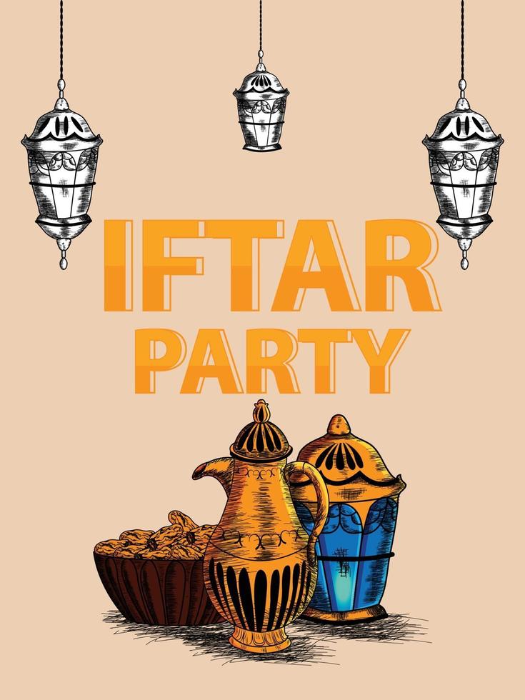 volantino o poster del partito iftar vettore