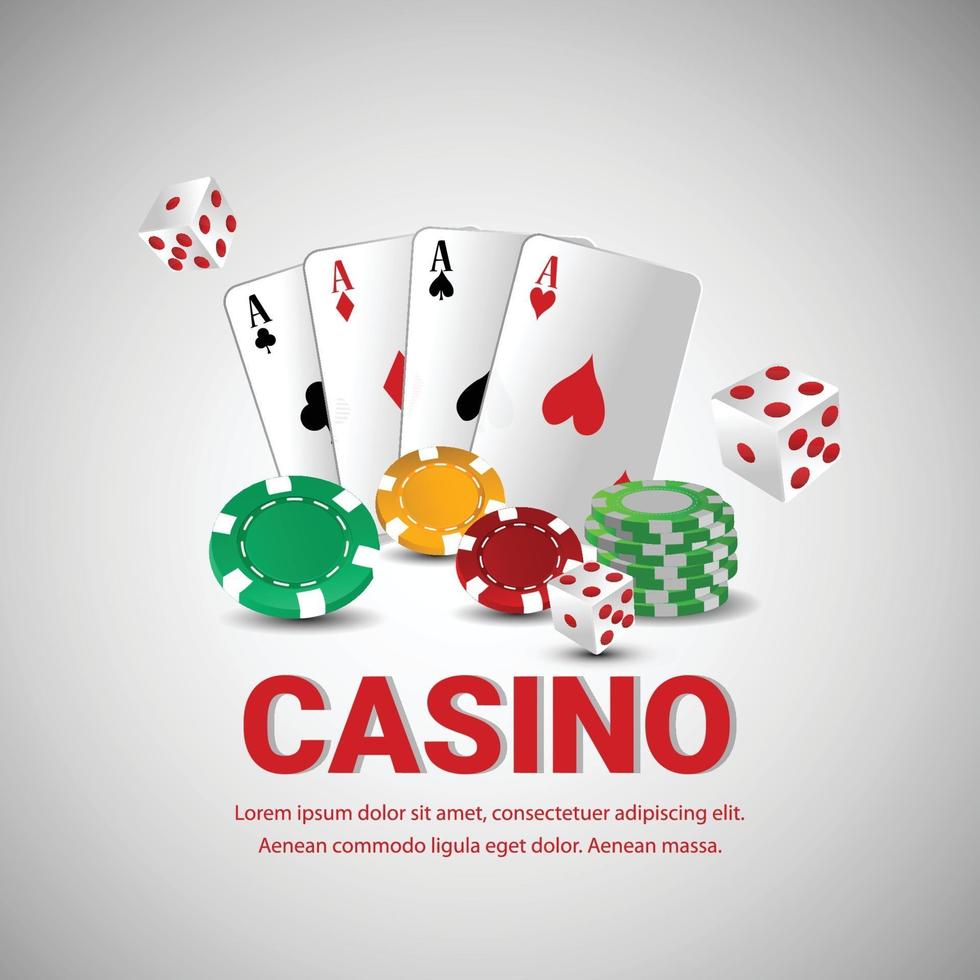 sfondo di casinò online vip di lusso con carte da gioco realistiche, fiches del casinò vettore