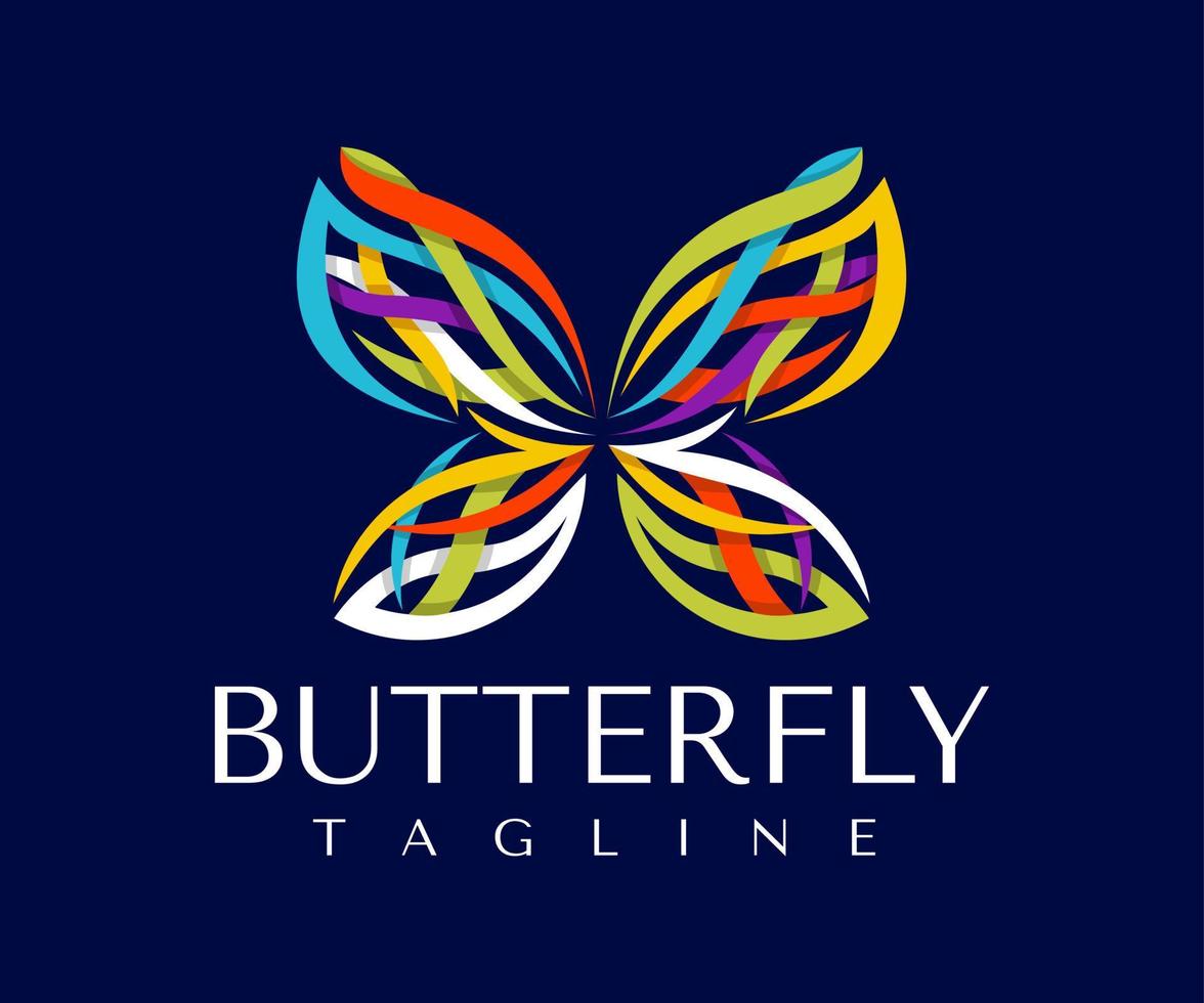 moderno colorato curva linea farfalla logo design. estetico farfalla logo marca. vettore