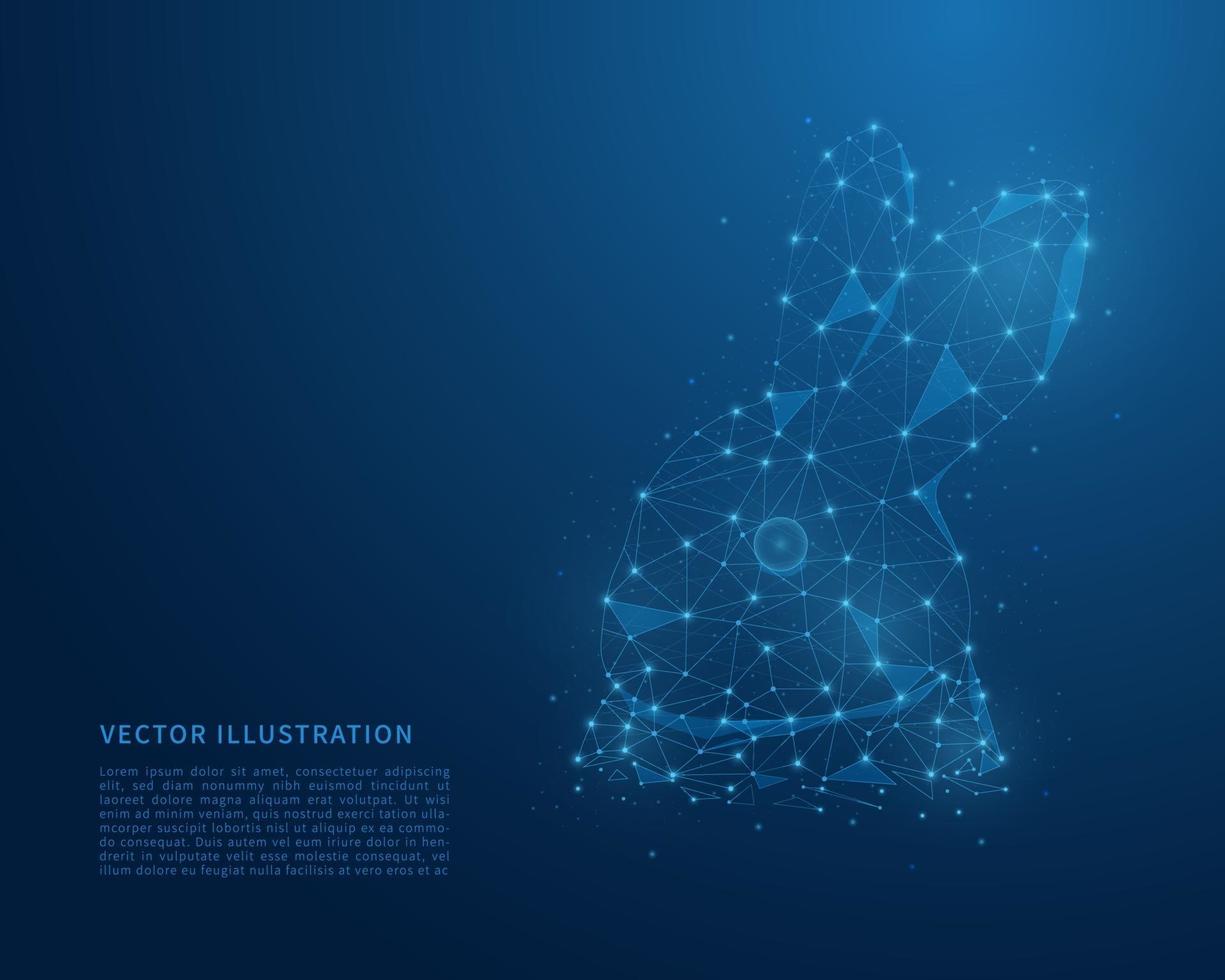 coniglio poli basso astratto. illustrazione wireframe poligonale con linee e punti. illustrazione di concetto di vettore. vettore