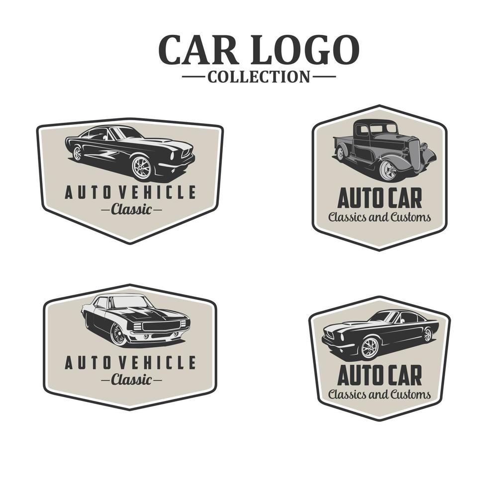 vettore di illustrazione del set di badge logo auto d'epoca