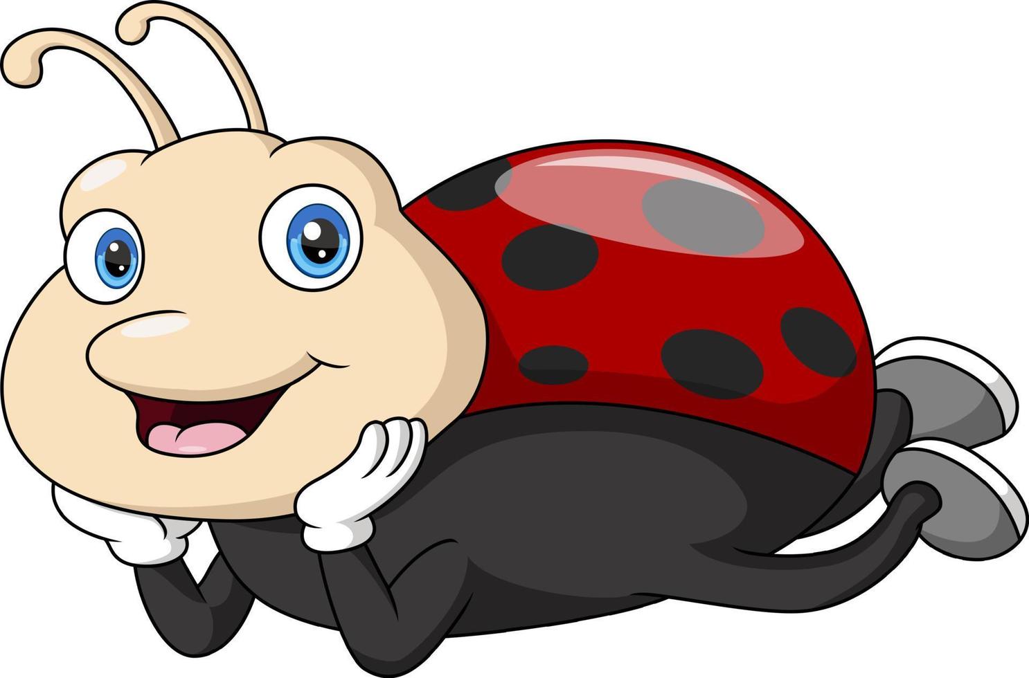 carino coccinella cartone animato su bianca sfondo vettore