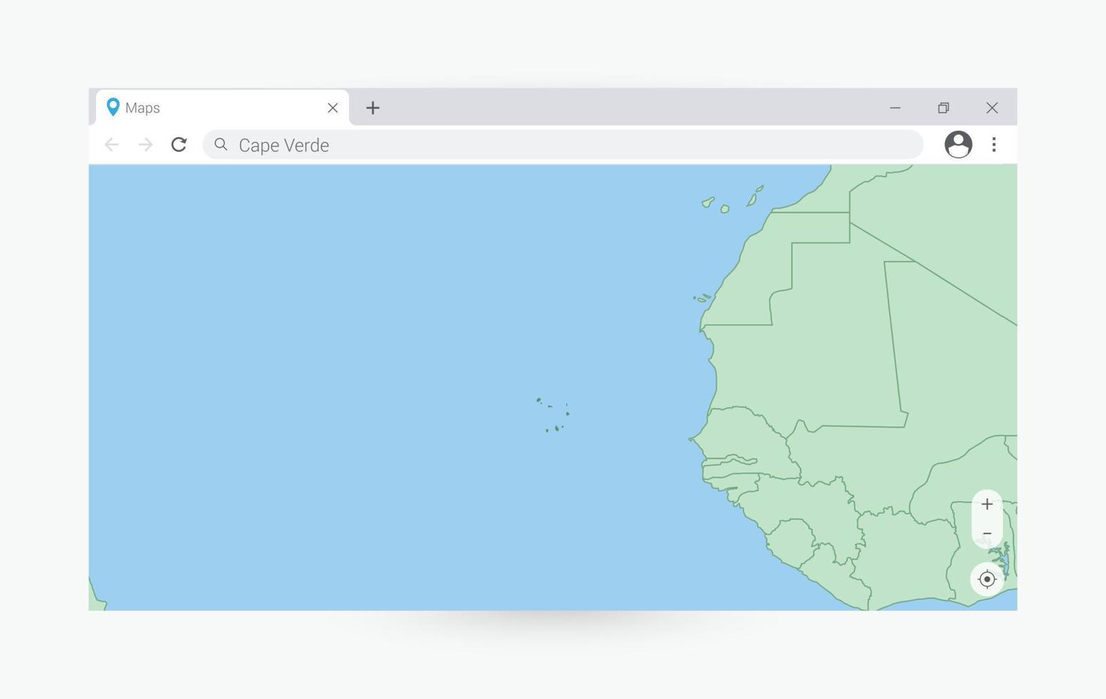 del browser finestra con carta geografica di capo verde, ricerca capo verde nel Internet. vettore