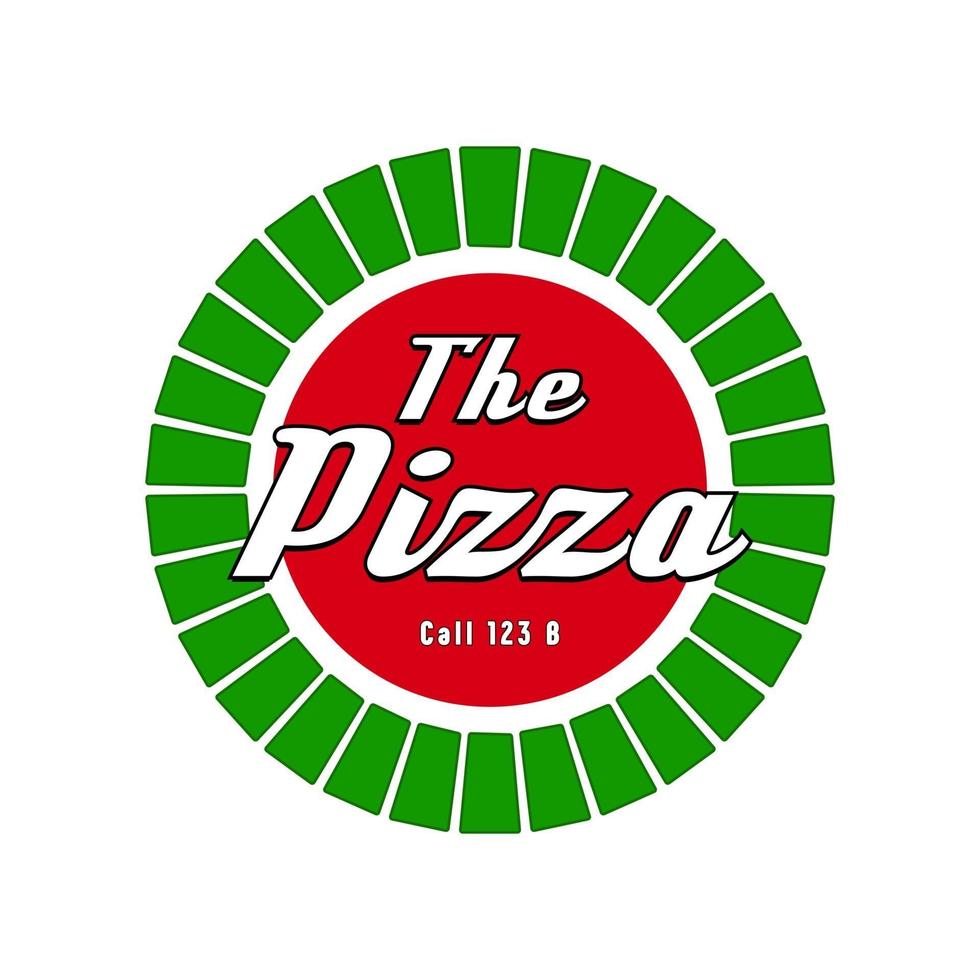 pizzeria, logo o etichetta di fast food. design di menu per bar e ristorante. illustrazione vettoriale gratis.