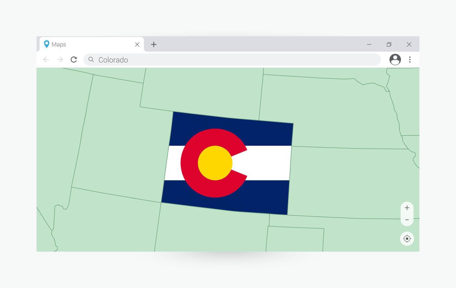 del browser finestra con carta geografica di Colorado, ricerca Colorado nel Internet. vettore