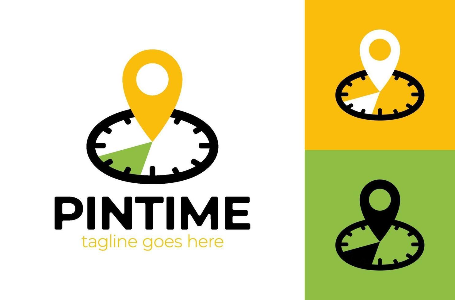 pin time logo template design. vettore orologio e mappa puntatore logotipo combinazione. simbolo o icona del localizzatore di tempo e gps. modello di progettazione logotipo express e pin unico.