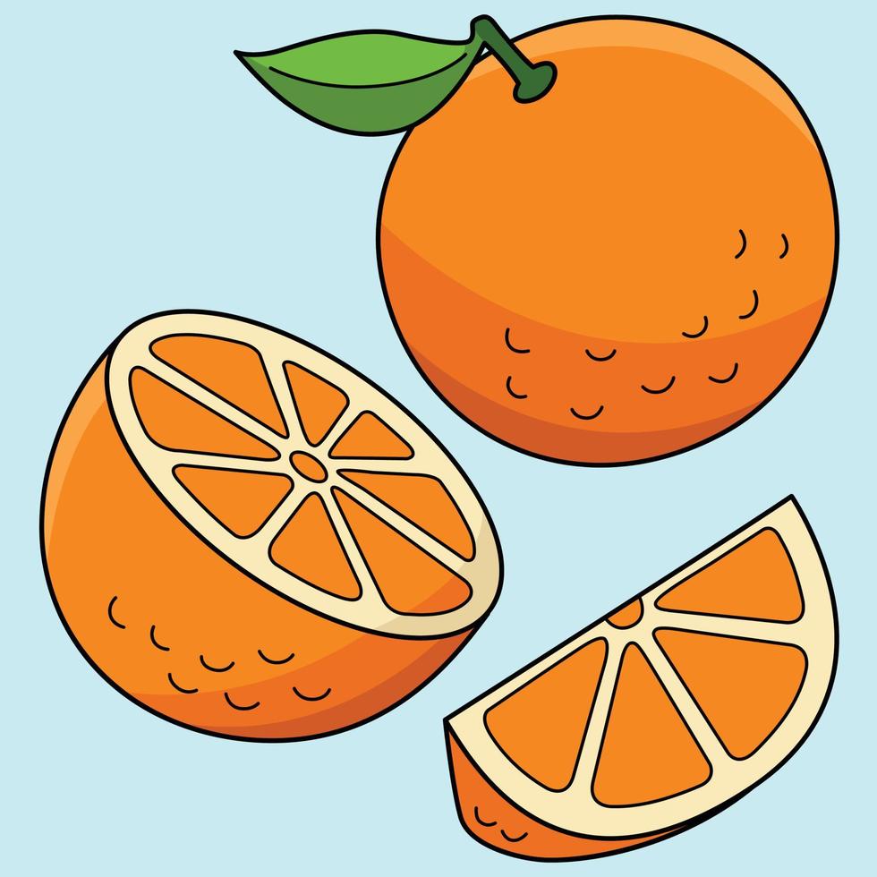 arancia frutta colorato cartone animato illustrazione vettore