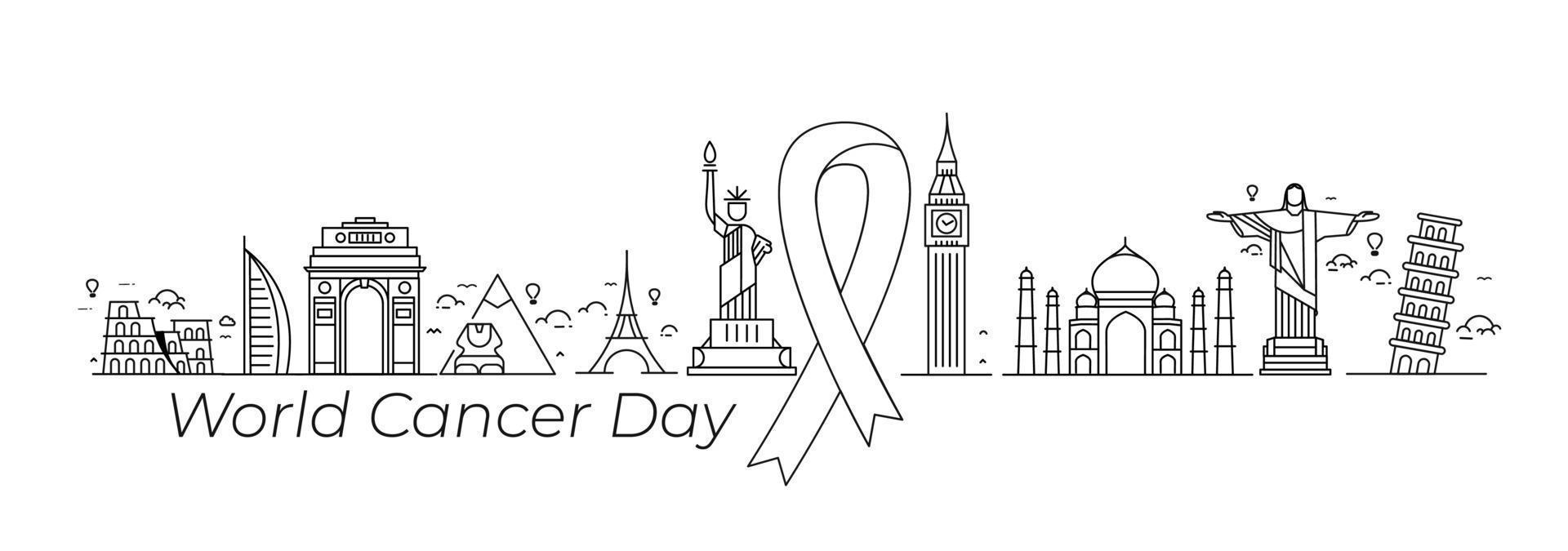 concetto di giornata mondiale del cancro. illustrazione vettoriale. vettore