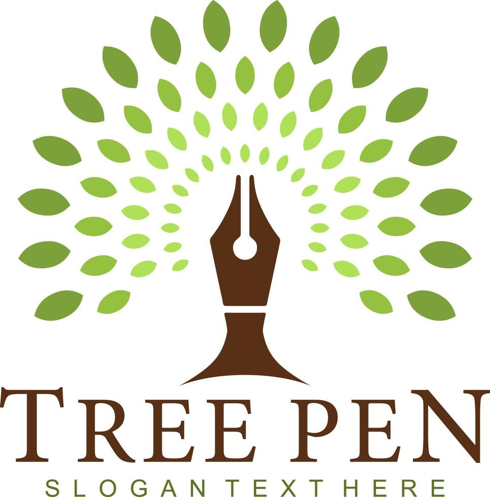 albero penna logo design vettore