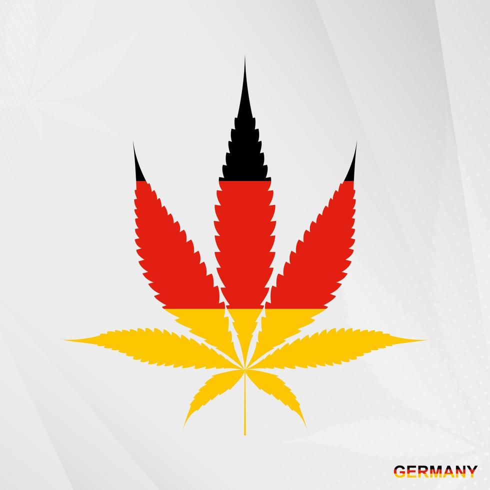 bandiera di Germania nel marijuana foglia forma. il concetto di legalizzazione canapa nel Germania. vettore