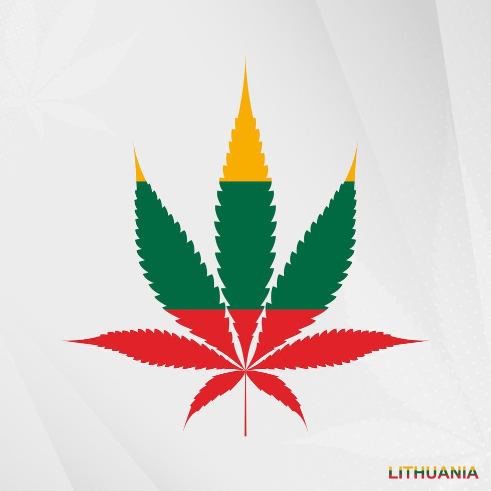 bandiera di Lituania nel marijuana foglia forma. il concetto di legalizzazione canapa nel Lituania. vettore