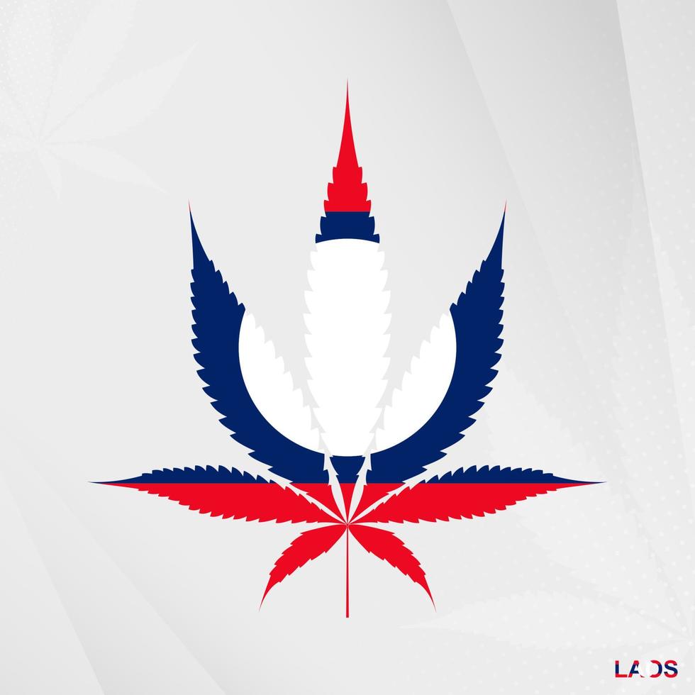 bandiera di Laos nel marijuana foglia forma. il concetto di legalizzazione canapa nel Laos. vettore