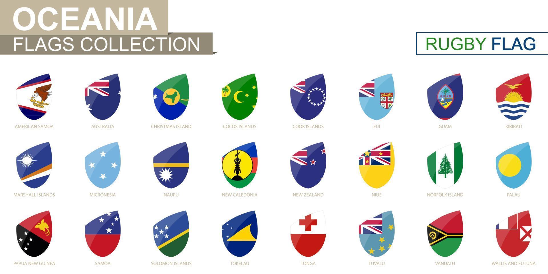 oceanico paesi bandiere collezione. Rugby bandiera impostare. vettore