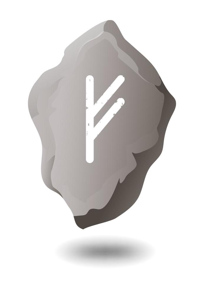 runa fehu disegnata su una pietra grigia vettore