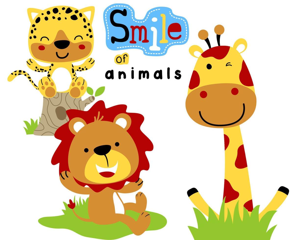 vettore illustrazione di divertente safari animali cartone animato