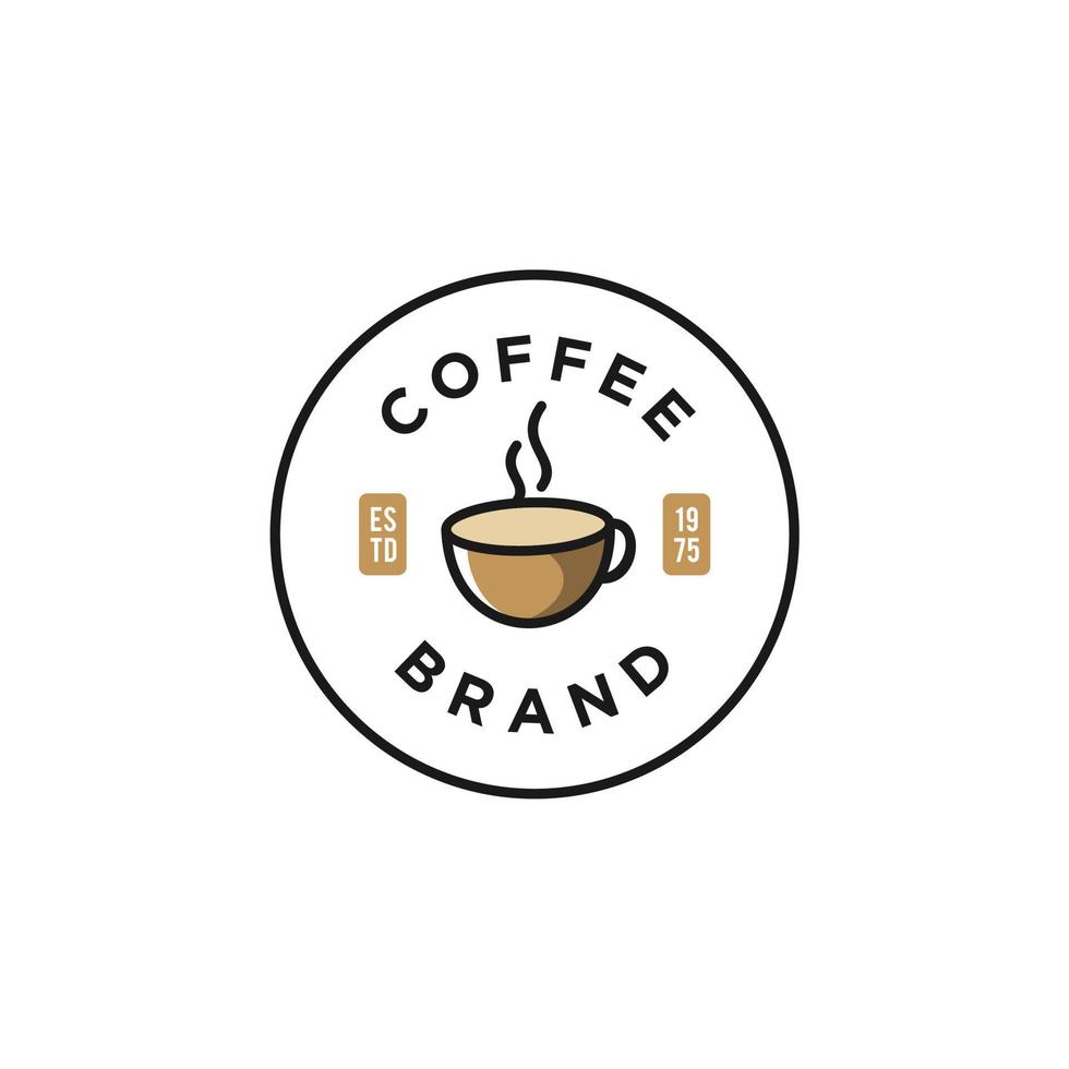 distintivo un' tazza di caffè con fagiolo naturale linea francobollo logo vettore icona design nel minimo Vintage ▾ fricchettone moderno bellissimo stile, premio caffè negozio bar icona