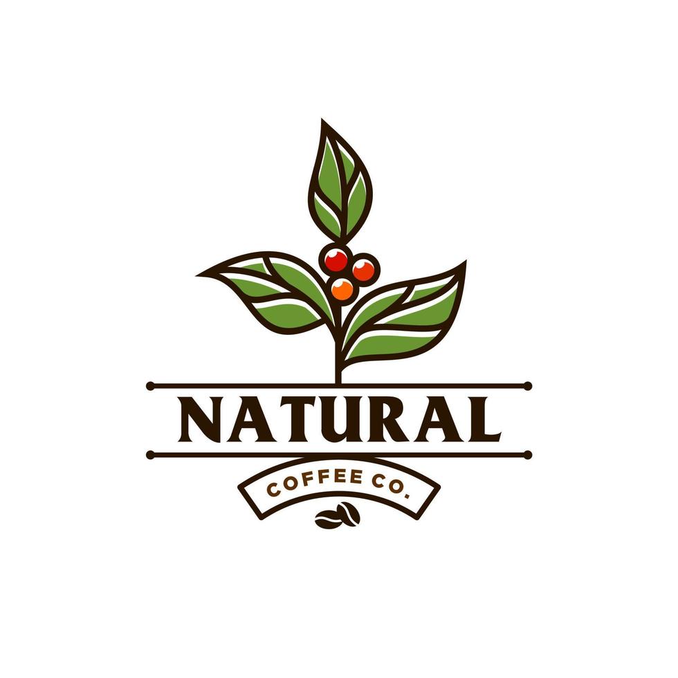 classico caffè fagiolo e foglia ramo naturale linea francobollo logo vettore icona design nel Vintage ▾ fricchettone moderno bellissimo stile, premio caffè negozio bar icona