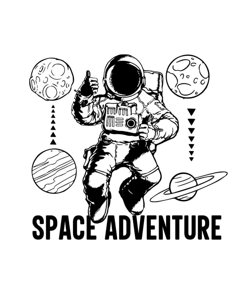 spazio illustrazione logo vettore maglietta design astronauta illustrazione design