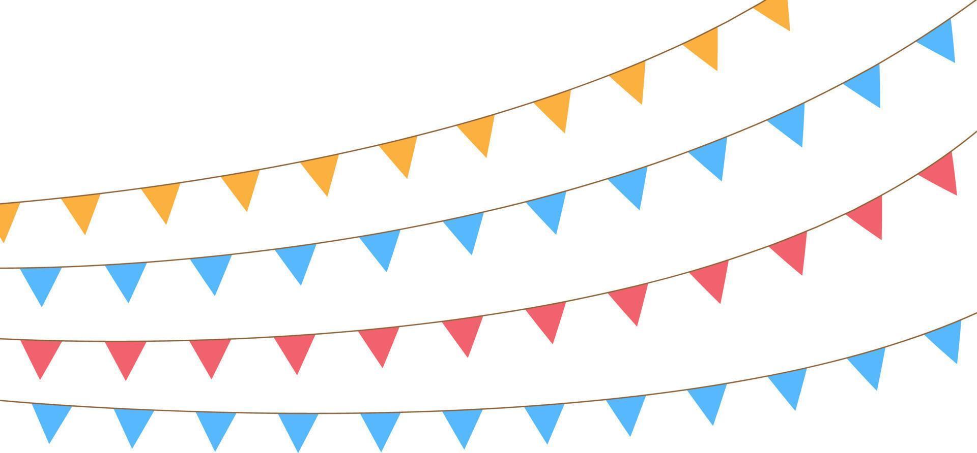 colorato festa gagliardetti catena, ghirlanda con bandiere, vacanza sfondo con sospeso colorato bandiere, vettore illustrazione