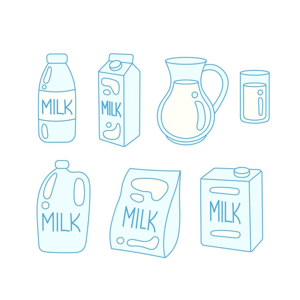 latte latteria prodotti scarabocchio impostato vettore