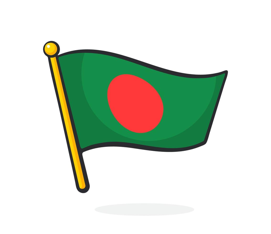 cartone animato illustrazione di bandiera di bangladesh vettore