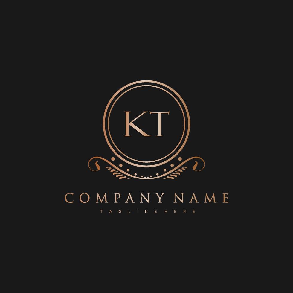 kt lettera iniziale con reale lusso logo modello vettore