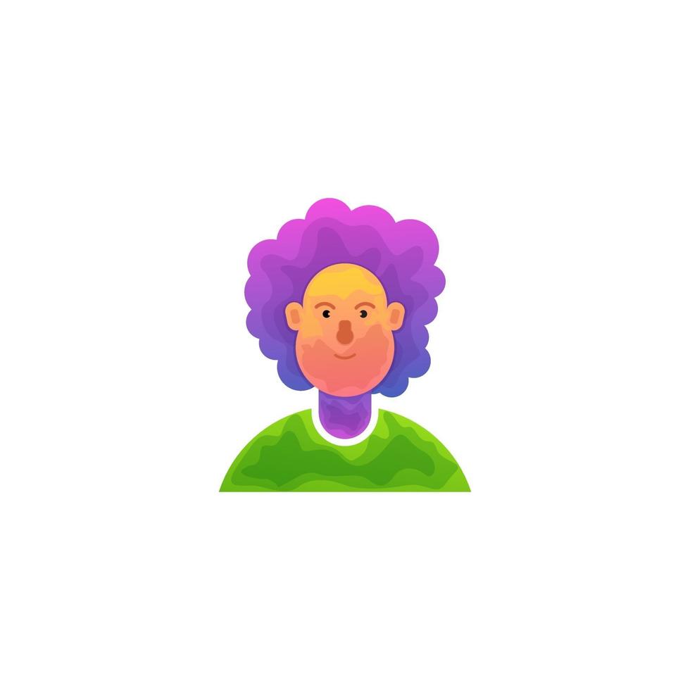 frizzy man head illustration abstract logo design vettore