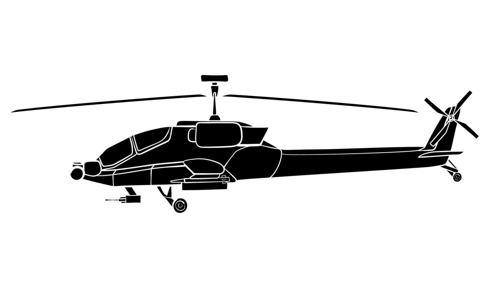 militare elicottero riempire colore. scarabocchio lato Visualizza. vettore illustrazione isolato su bianca sfondo.