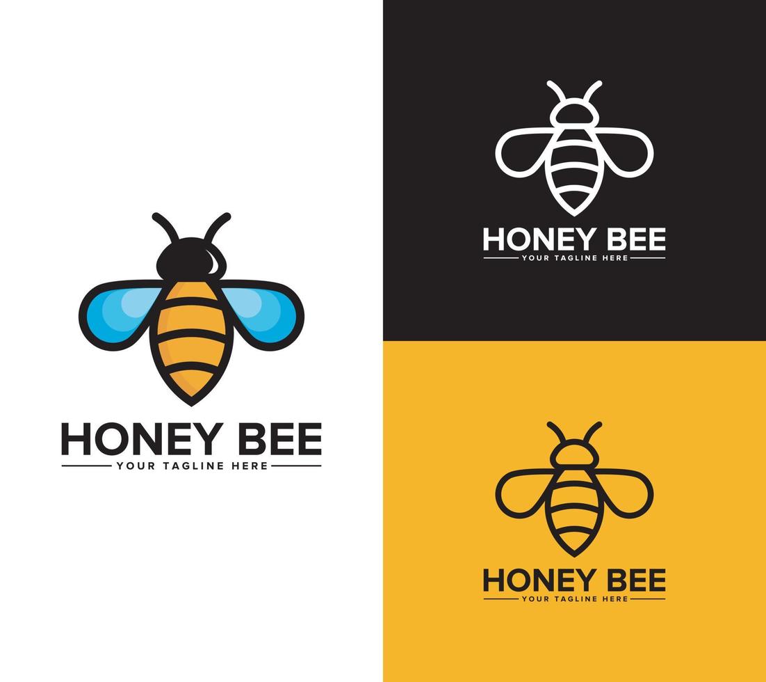 miele ape logo design su bianca sfondo, vettore illustrazione.