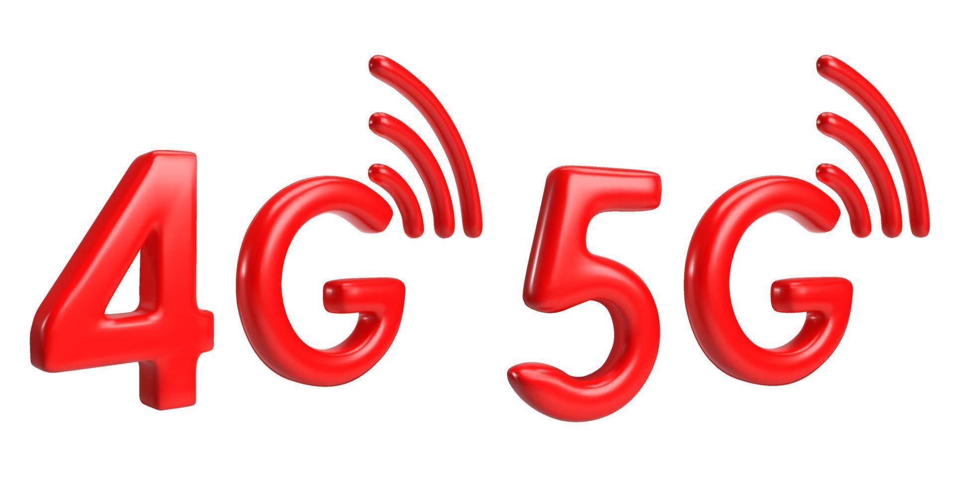 realistico 4 g, 5g 3d icone. Internet Rete. cyberspazio concetto smartphone Rete icone per sito web. computer 3d vettore. isolato vettore illustrazione