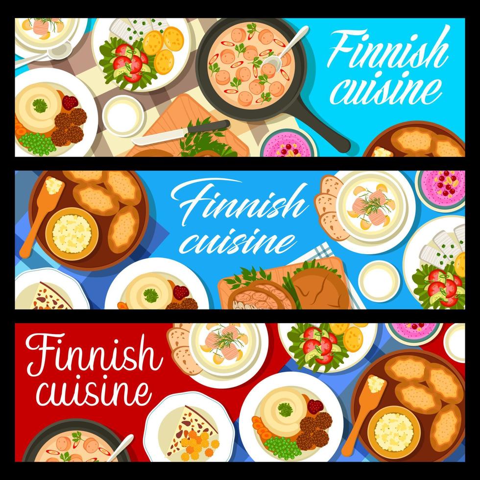 finlandese cucina ristorante pasti vettore banner