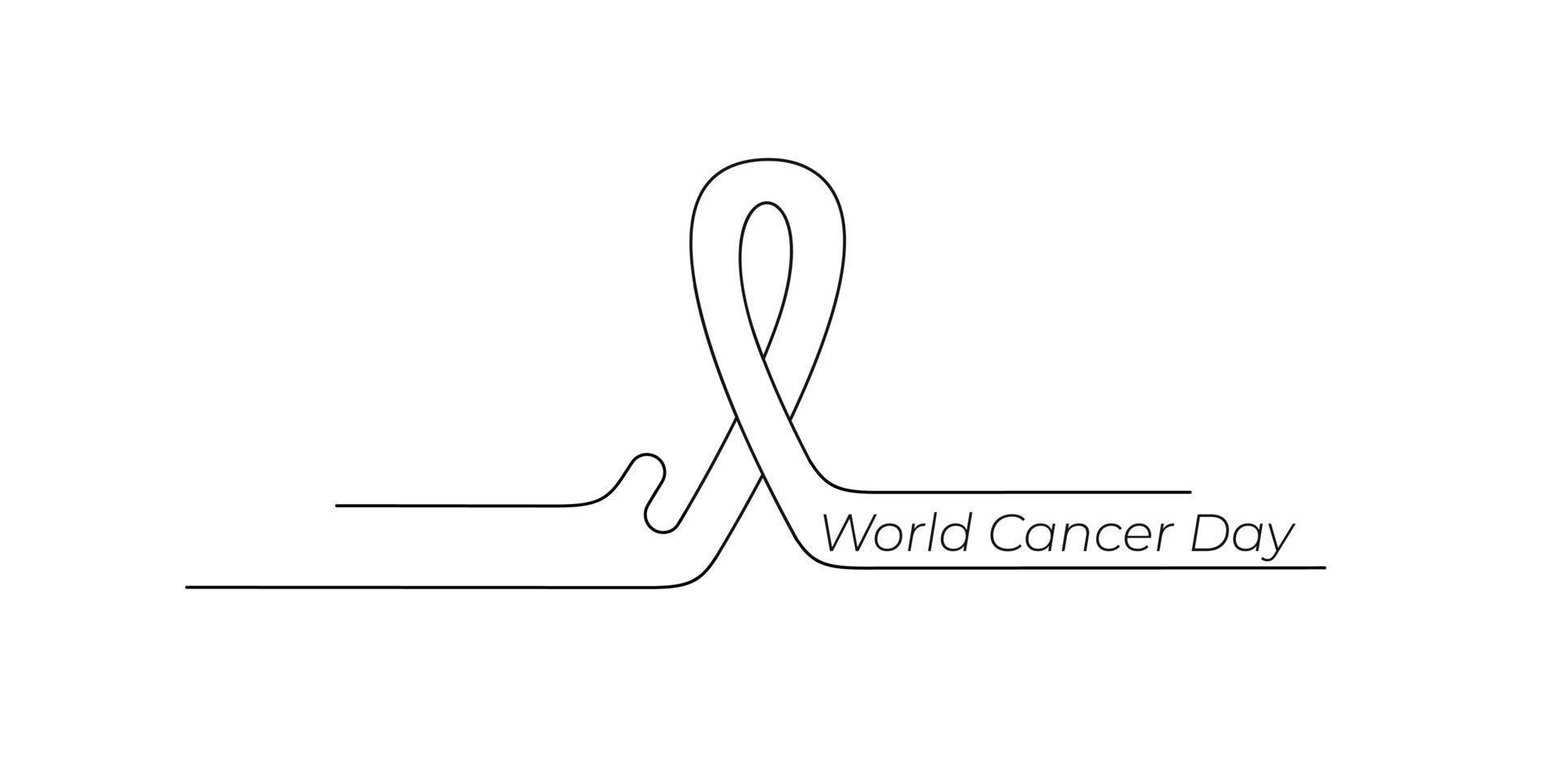 nastro di consapevolezza. concetto di giornata mondiale del cancro. illustrazione vettoriale. vettore