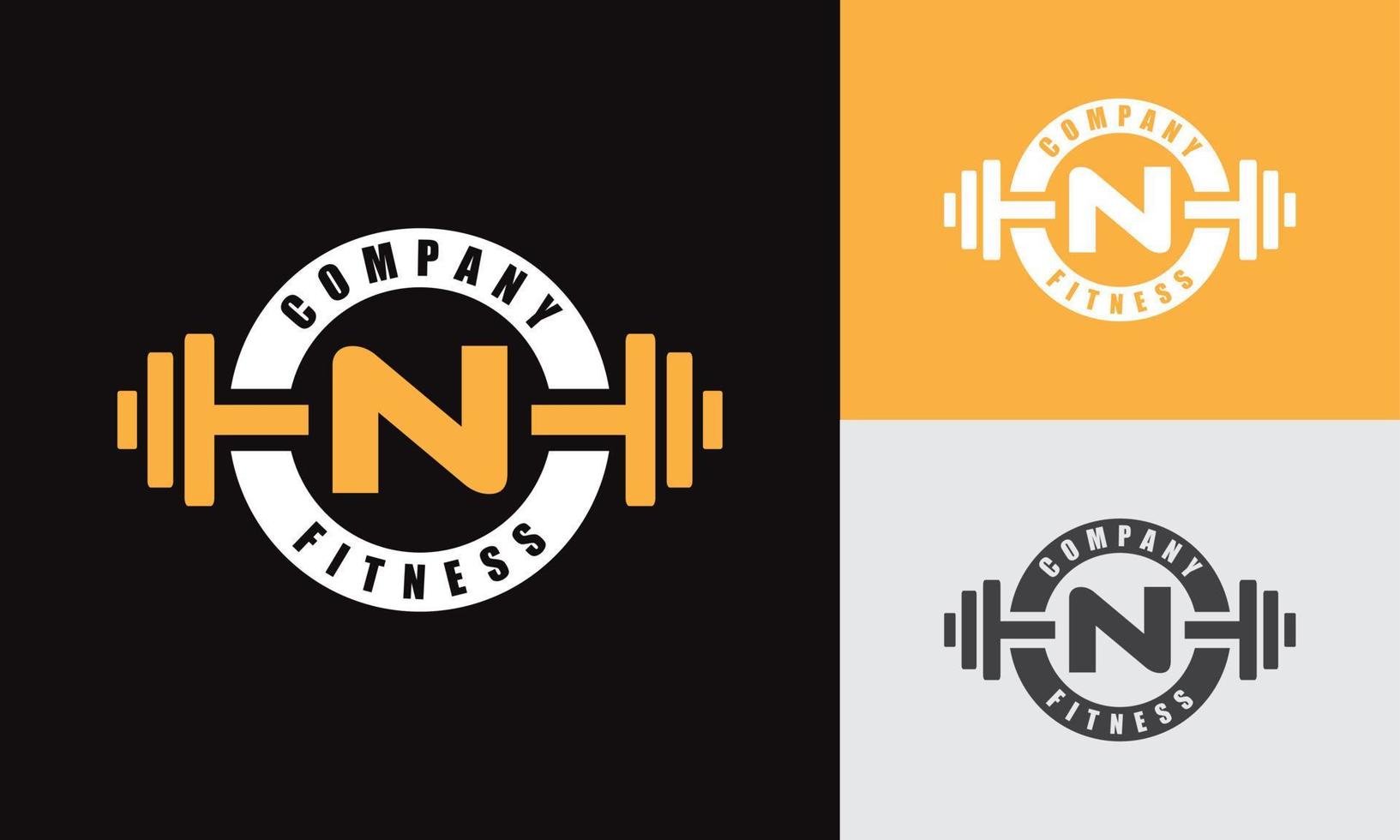 lettera n fitness emblema logo vettore